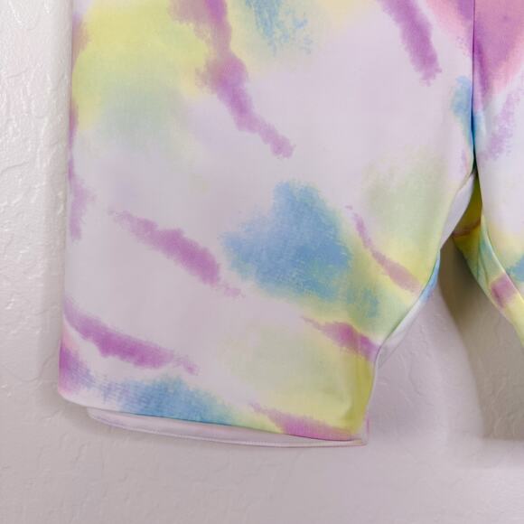 AFRM Lawson High Waisted Bike Shorts Pastel Tie Dye Pink Purple plus size 1X NEW - Picture 4 of 10